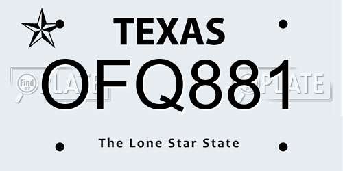 OFQ881 Texas License Plate