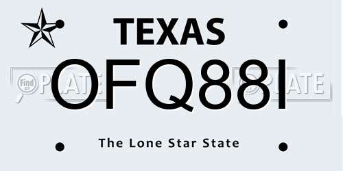 OFQ88I Texas License Plate