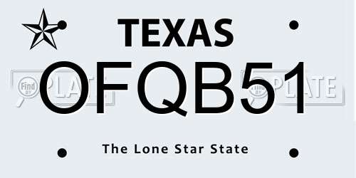 OFQB51 Texas License Plate