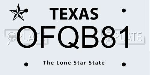 OFQB81 Texas License Plate