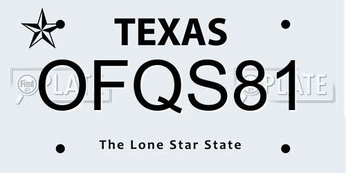 OFQS81 Texas License Plate