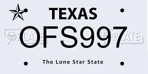 OFS997 Texas License Plate