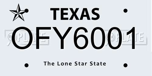 OFY6001 Texas License Plate