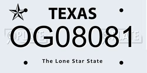 OG08081 Texas License Plate