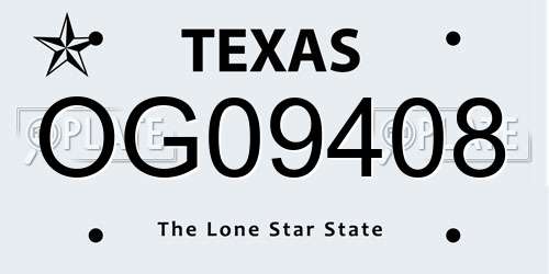 OG09408 Texas License Plate