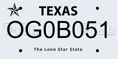 OG0B051 Texas License Plate