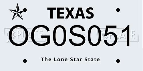 OG0S051 Texas License Plate