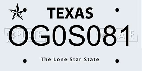 OG0S081 Texas License Plate