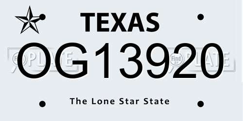 OG13920 Texas License Plate