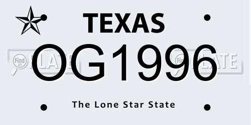 OG1996 Texas License Plate