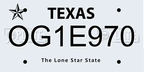 OG1E970 Texas License Plate