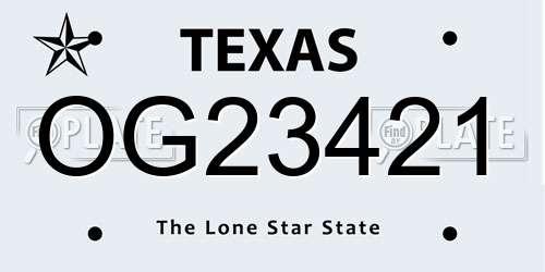 OG23421 Texas License Plate