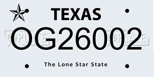 OG26002 Texas License Plate