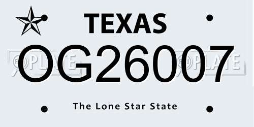 OG26007 Texas License Plate