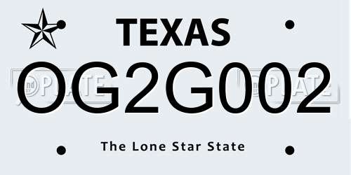 OG2G002 Texas License Plate