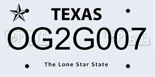 OG2G007 Texas License Plate