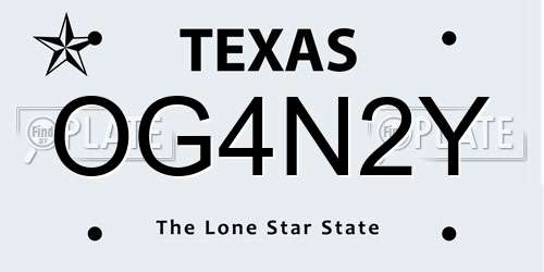 OG4N2Y Texas License Plate