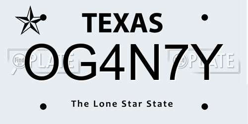 OG4N7Y Texas License Plate