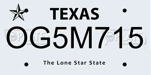 OG5M715 Texas License Plate