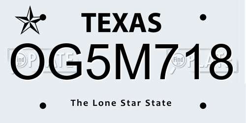 OG5M718 Texas License Plate