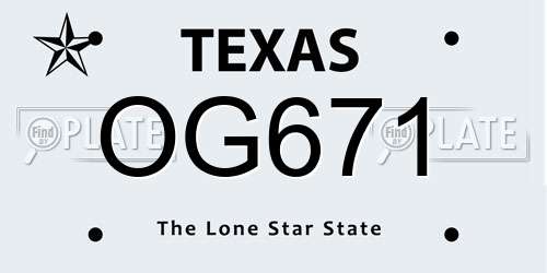 OG671 Texas License Plate