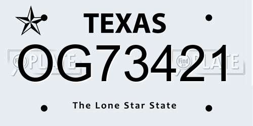 OG73421 Texas License Plate