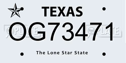 OG73471 Texas License Plate