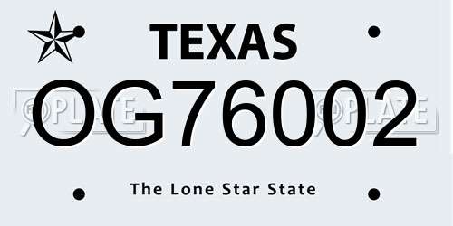 OG76002 Texas License Plate