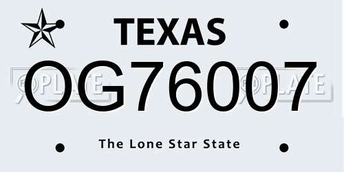 OG76007 Texas License Plate