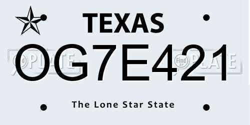 OG7E421 Texas License Plate