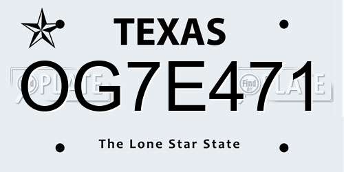 OG7E471 Texas License Plate