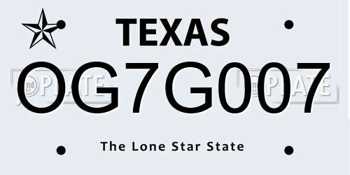 OG7G007 Texas License Plate