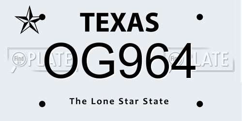 OG964 Texas License Plate