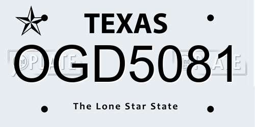 OGD5081 Texas License Plate