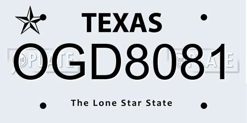 OGD8081 Texas License Plate