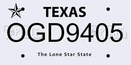 OGD9405 Texas License Plate