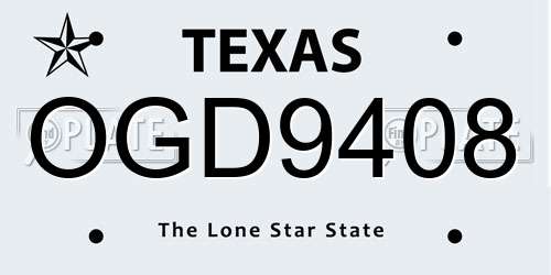 OGD9408 Texas License Plate
