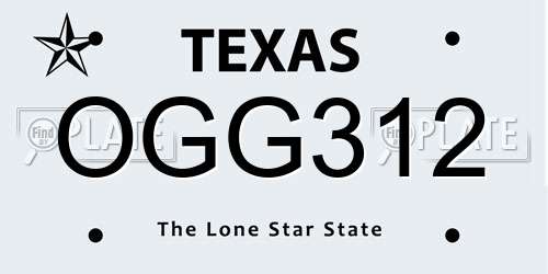 OGG312 Texas License Plate