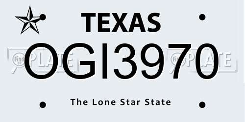 OGI3970 Texas License Plate