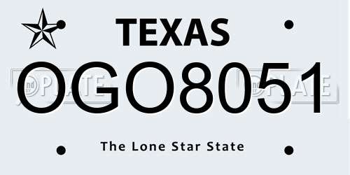 OGO8051 Texas License Plate