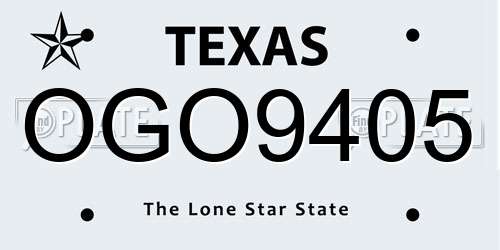OGO9405 Texas License Plate
