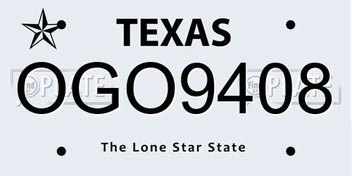 OGO9408 Texas License Plate