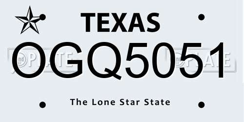 OGQ5051 Texas License Plate
