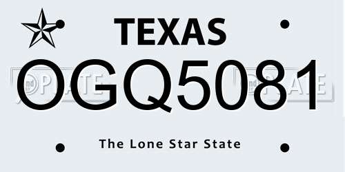 OGQ5081 Texas License Plate