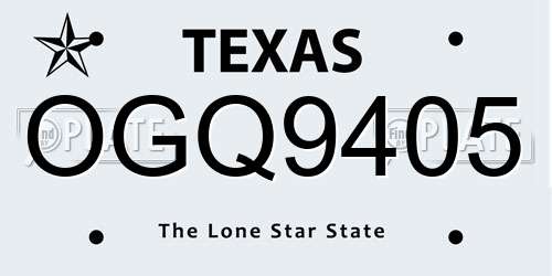 OGQ9405 Texas License Plate