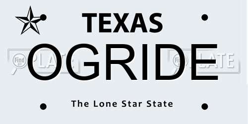 OGRIDE Texas License Plate