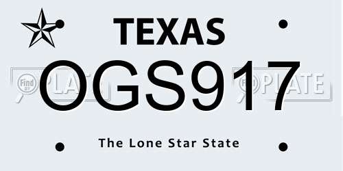 OGS917 Texas License Plate