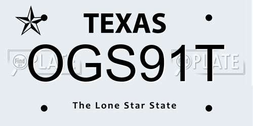 OGS91T Texas License Plate