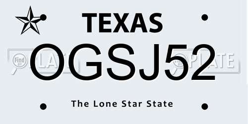 OGSJ52 Texas License Plate