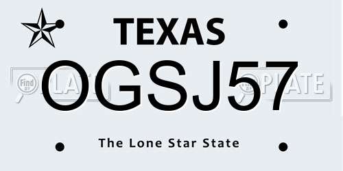 OGSJ57 Texas License Plate